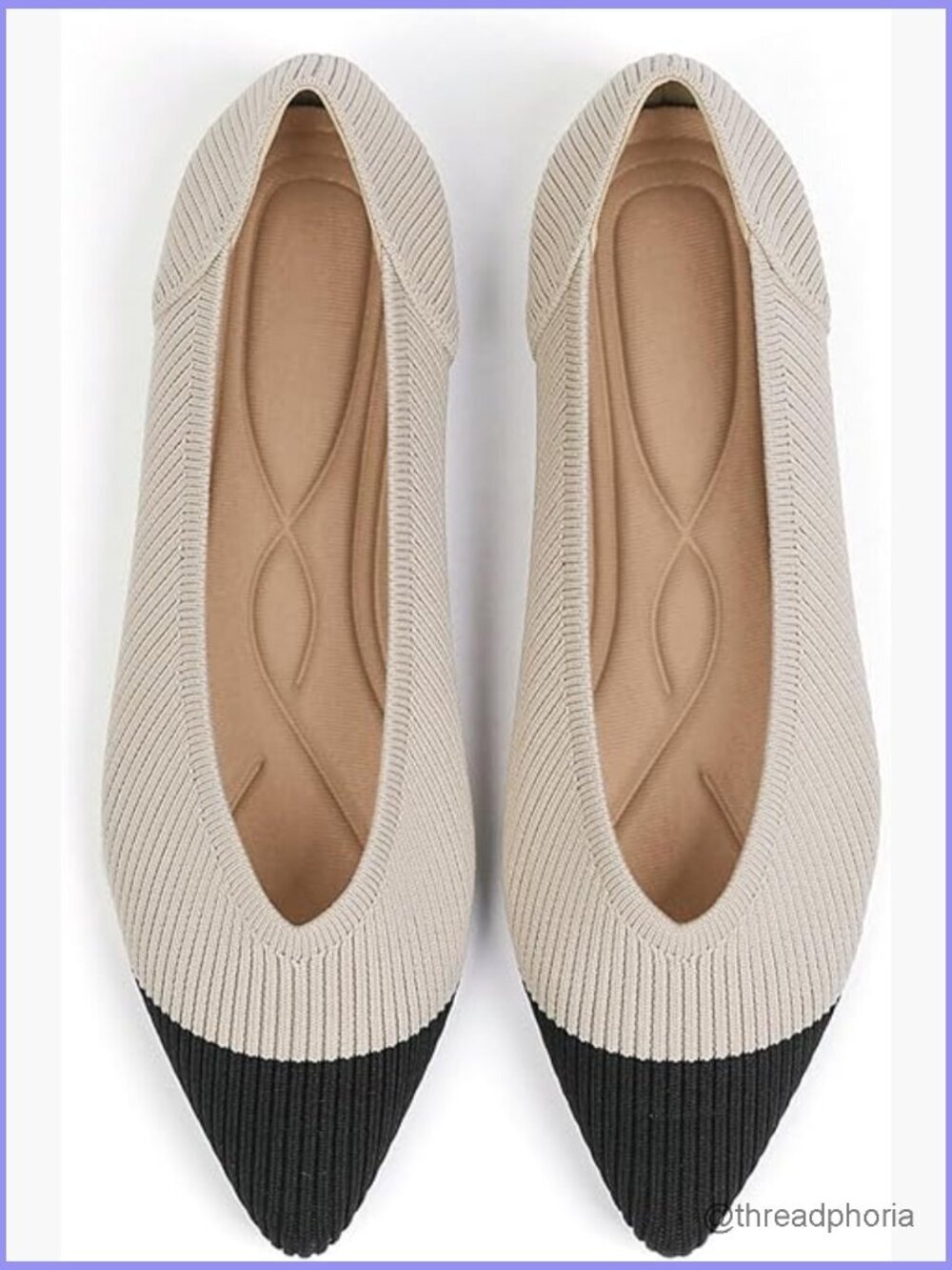 Pointed Toe Knit Ballet Flat Slip On Comfort Dressy Work Shoes